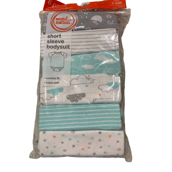 Wonder Nation Short Sleeve‎ Bodysuit 6 Pack - Picture 1 of 3